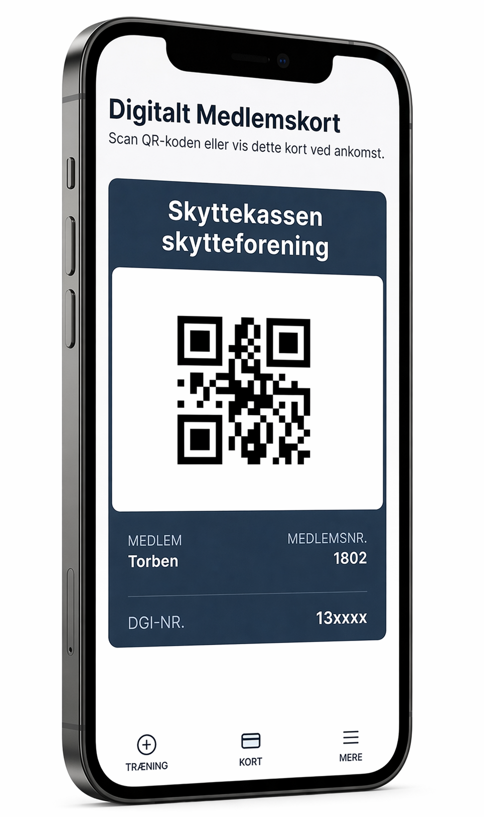 Skyttekassens medlemsapp med digitalt medlemskort og træningslog